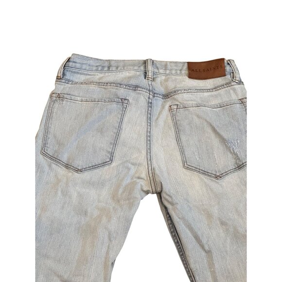 AllSaints Boys Fit Jeans Women W26 Light Wash Distressed Denim Casual Wear - Picture 5 of 5